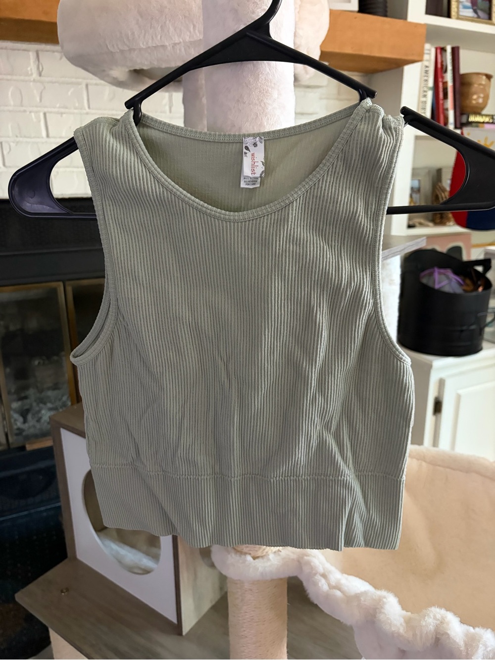 XL Ribbed Crop Cami - Sage Green